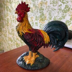 Iron Doorstop Rooster Decorative vibrant country Kitchen Farmhouse Rustic #2
